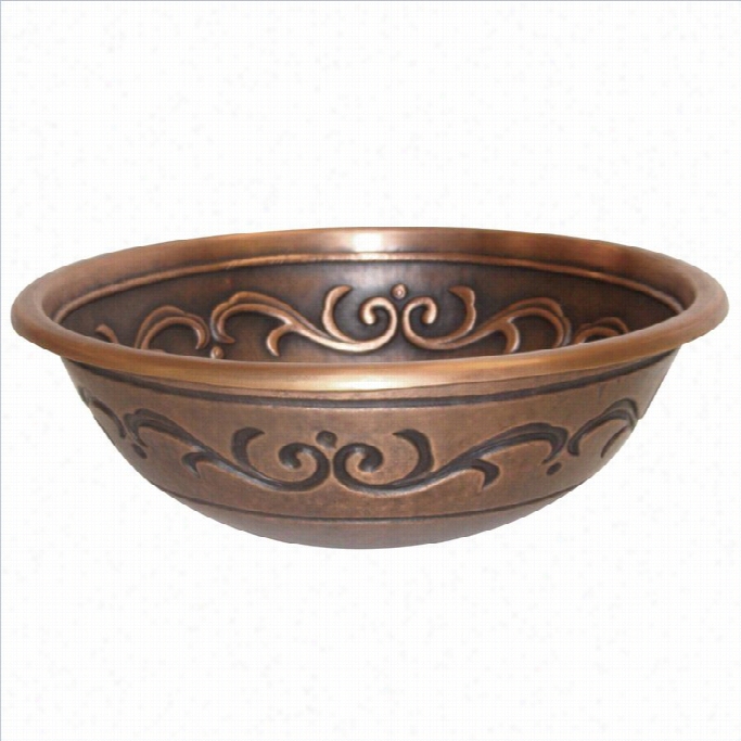 Yosemite 16 Gau Ge Vine Design Topmount Round Vessel Sink In Copper