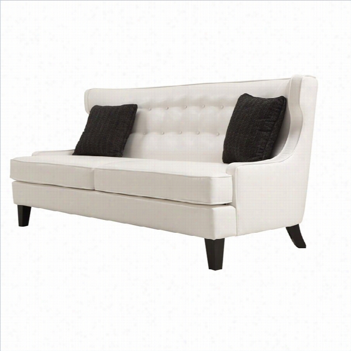 Armen Living Skyline Leather Sofa In White