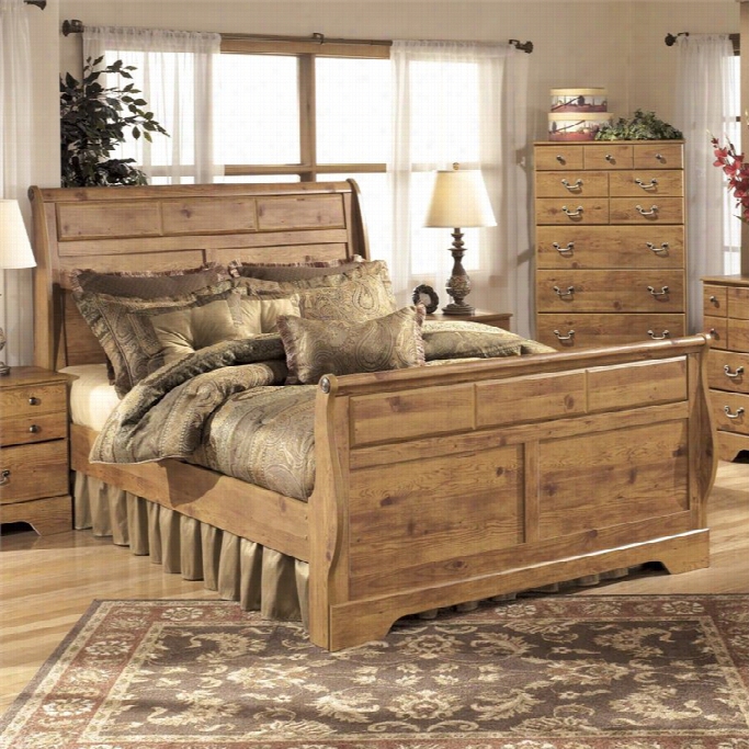 Ashley Bittersweet Wood Queen Sleigh Bed In Ligght Brown