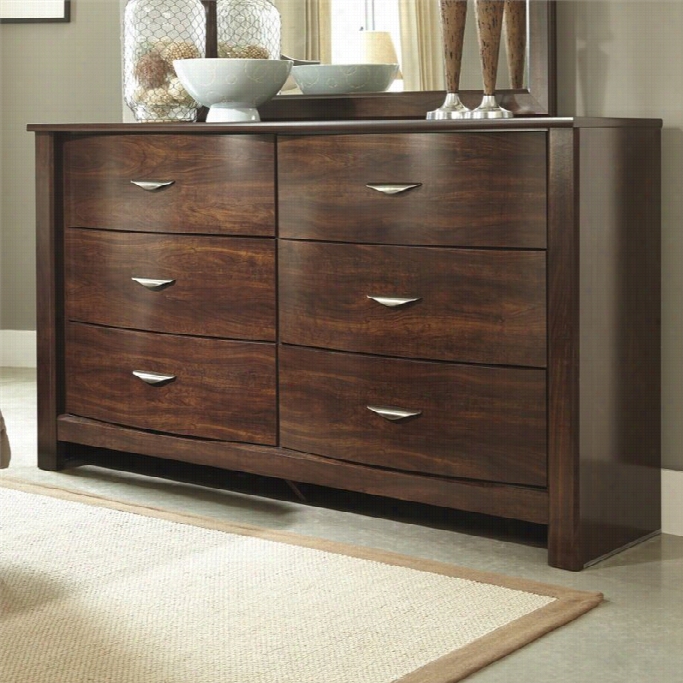 Ashley Corraya 6 Drawer Wood Double Dresser In Brown