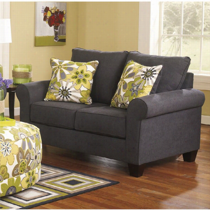 Ashely Nolana Fabric Loveseat In Charcoal