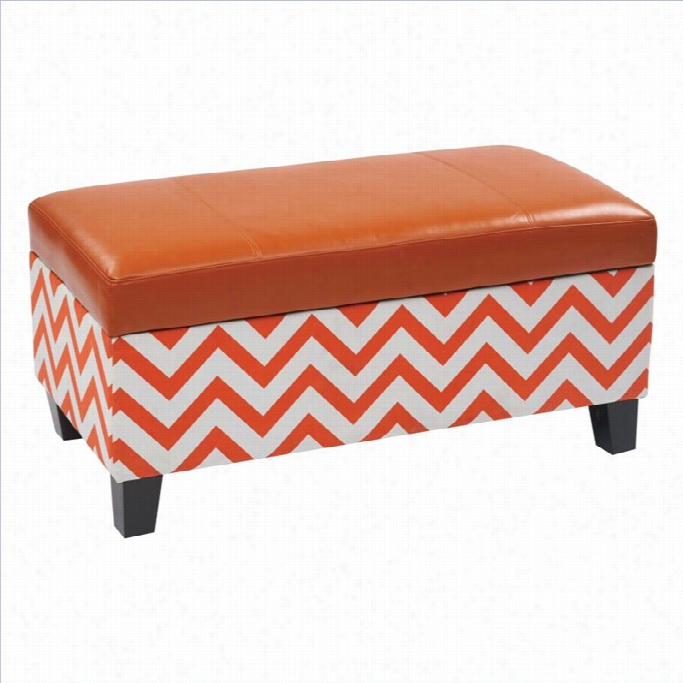 Avenue Six Hudson Storage Ottoman In Zig Zaag Orange