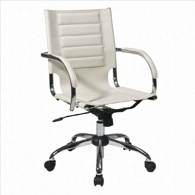 Avenue Six Trinidad Offfice Chair With Fixd Padded Arms And Chrome In Cream