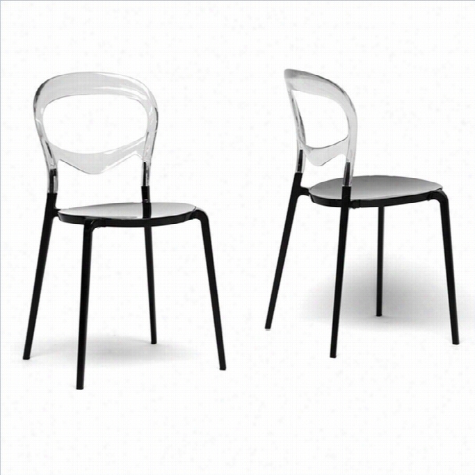 Baxton Studio Orlie Dining Chair In Black Nd Clear (set Of 2)