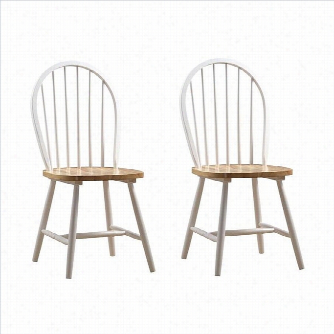 Boraam Farmhouse Din Ing Chair In White And Natural (set Of Two)