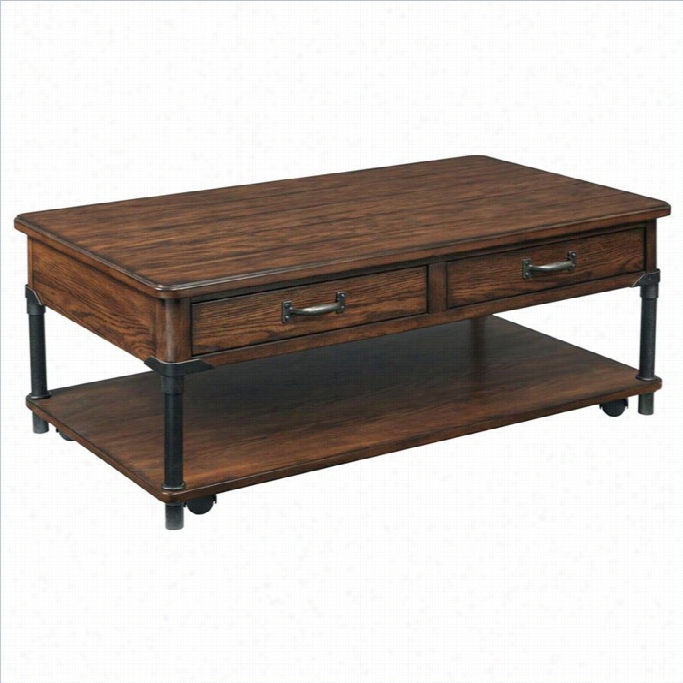 Broyhill Salluda Rectangular Cocktail Table In Warm Oak