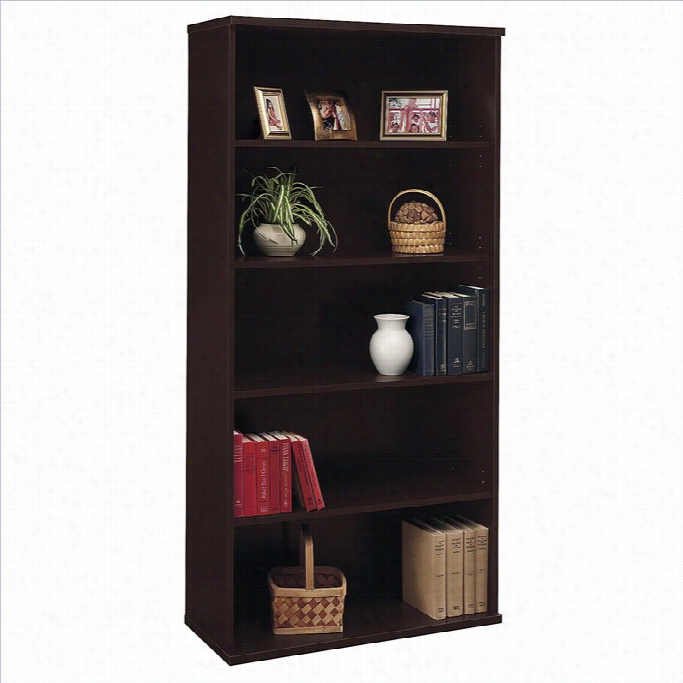 Bush Bbf Serie C 63w 5-shelf Bookcase In Mocha Cherry