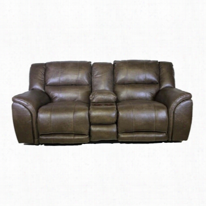 Catnapper Carmine Lay Flta Console Leather Lloveseat In Timber
