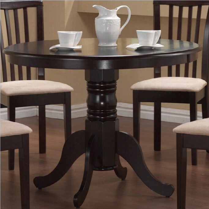 Coaster Brannan Round Single Pedestal Dining Table In Cappuvino