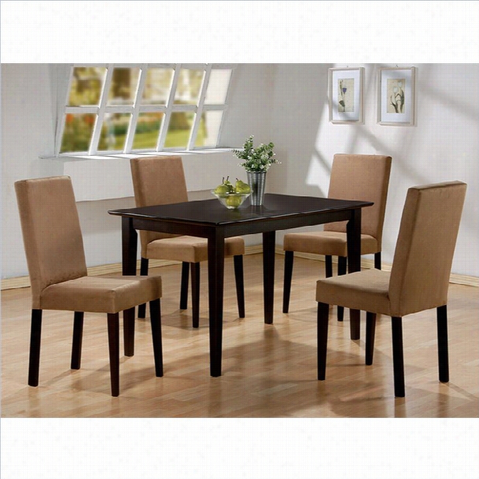 Coaster Dining Table And 4 Microfiberr Side Chairs In Cappuccino