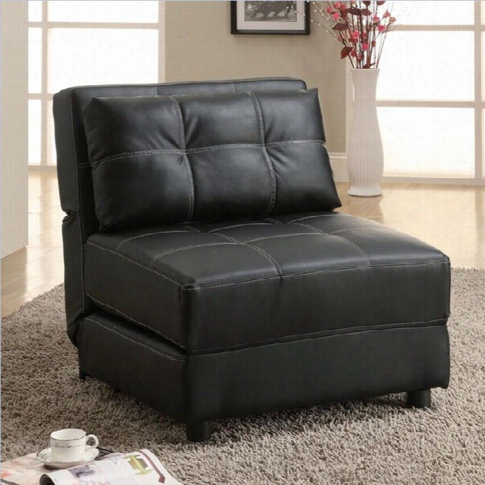 Coaster Faux Leather Convertibl Echair In Blac