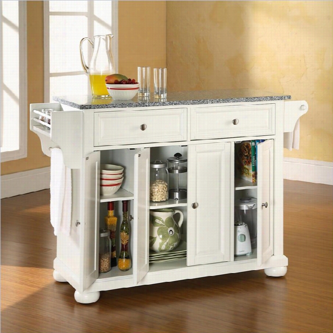 Crosley Furniture Alexandria Solid Granite Top K Itchen Island In White   Polishing