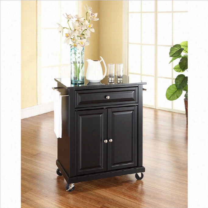 Crosley Ffurniture Soli Dblack Granite Op Kitchen Cart In Black