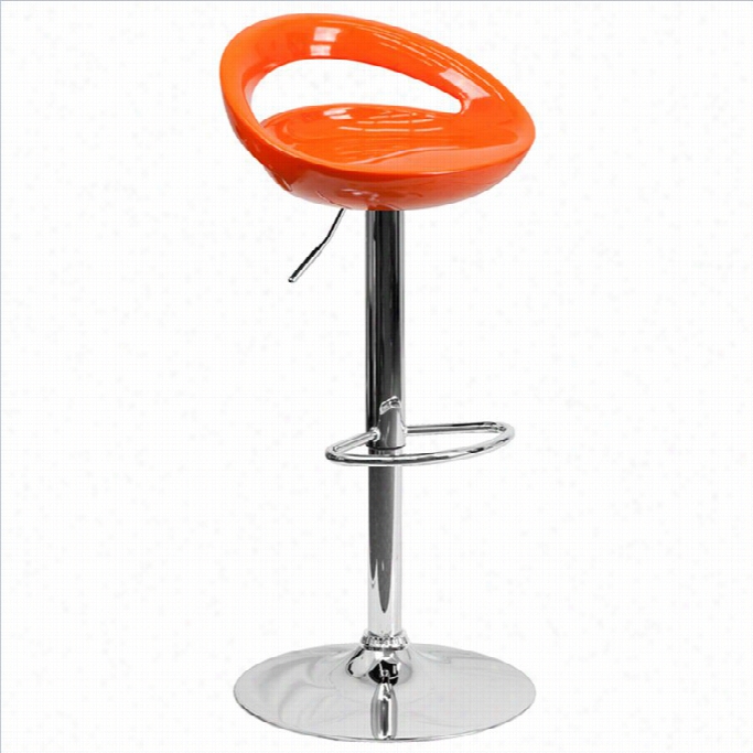 Flash Furniture 24 To 33 Stylish Adjustable Bar Stool In Orange