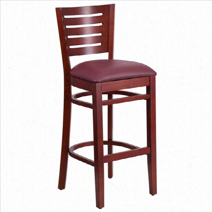 Flash Furniture Darby Eries 43.5 Upholstered Restaurant Ba Stool In Mahogany And Brugundy