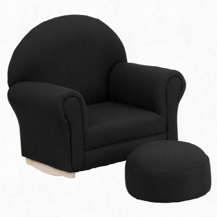 Flash Ffurniture Kids Black Fabric Rocker Chair And Footrest