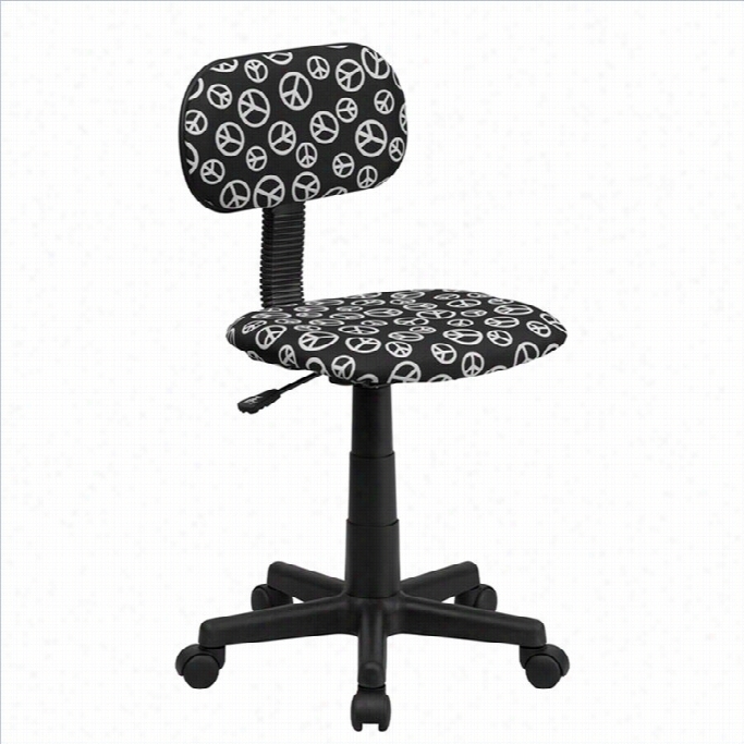 Flash Furniture Peace Subscribe Printed Computer Office Chair In Black And White