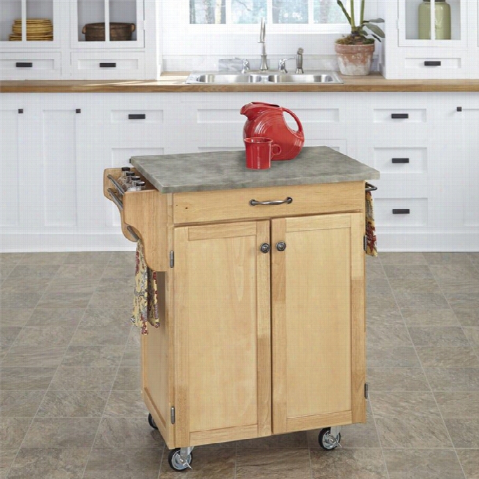 Home Styles Cuisine Concrete Head Kitchen Cart In Natural