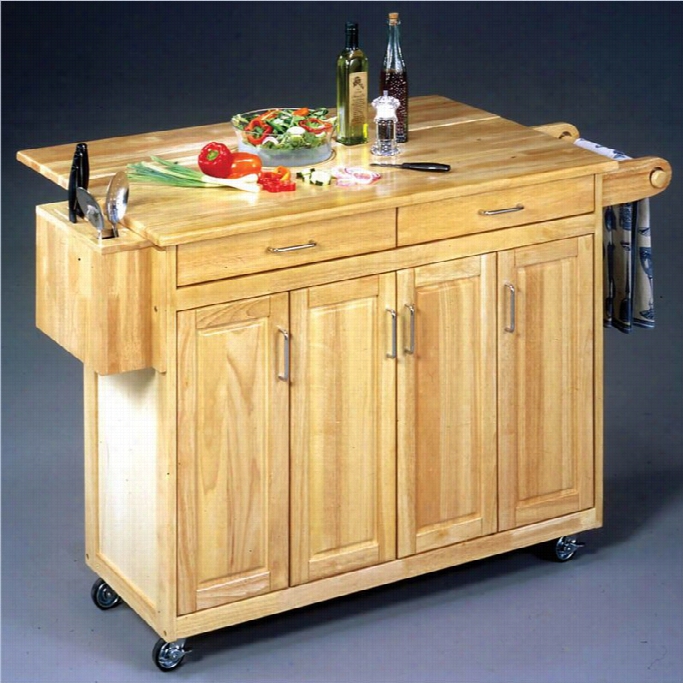 Home Styles Furniture K Itchen Cart With Breakfast Ba R In Natural Finish