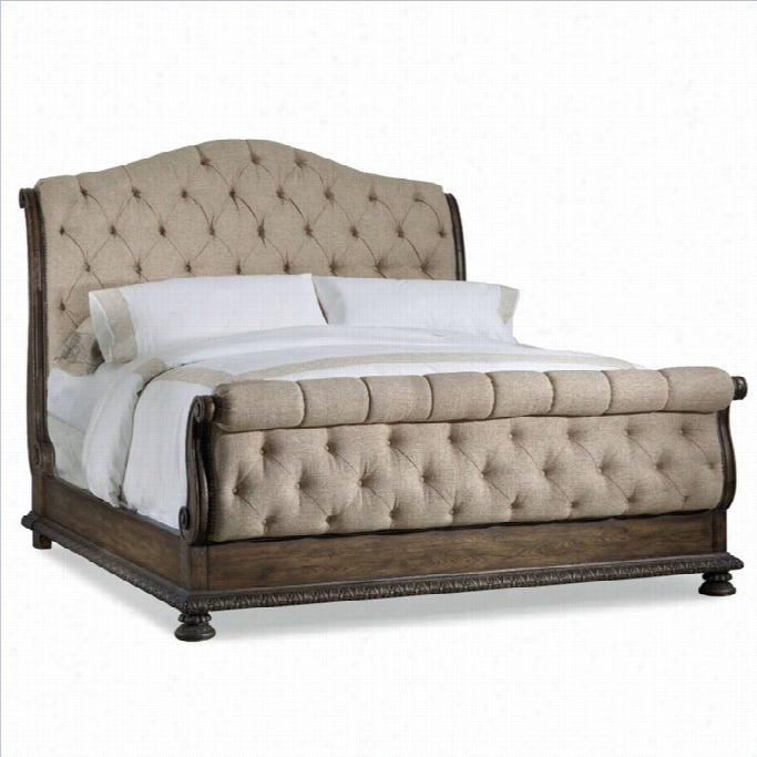 Hooker Furniiture Rhapsody Tufted Sleigh Bed In Rustic Walnut-qusen