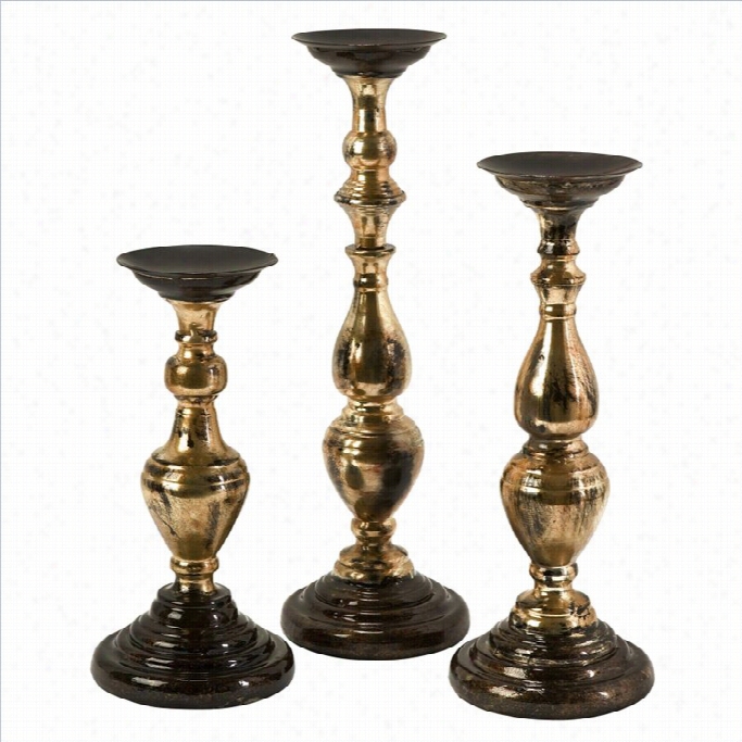 Imax Corporation Simone Metallic Candleholders (set Of 3)