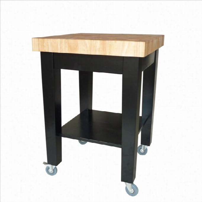 International  Concepts Kitchen Island In Black/natural