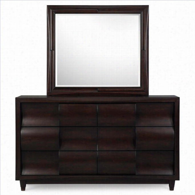 Magnusssen Fuqua Dresser And Mirror Set In Black Cherry