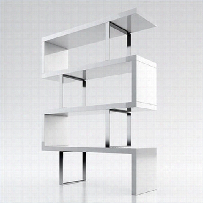 Modloft Modulra 4 Shelf Pearl Bookcase In White Lacquer