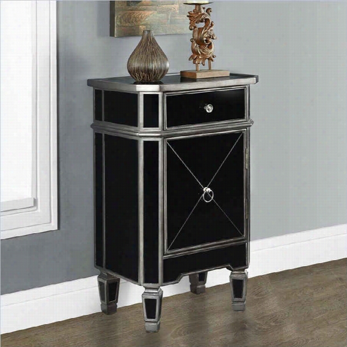 Monarch 29 Accent Table In Charcoal Gray And Black