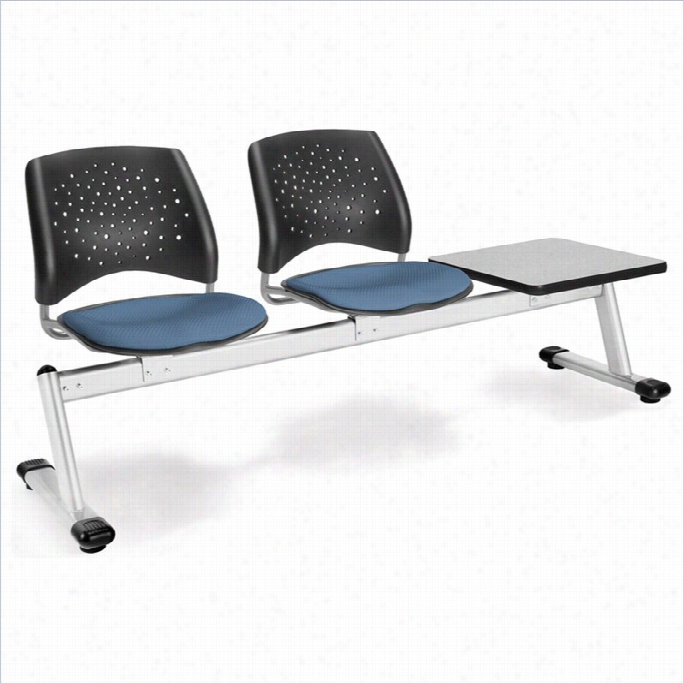 Ofm Str Beam Seaating With 2 Seats And Table  In Cornflower Blue And Gray