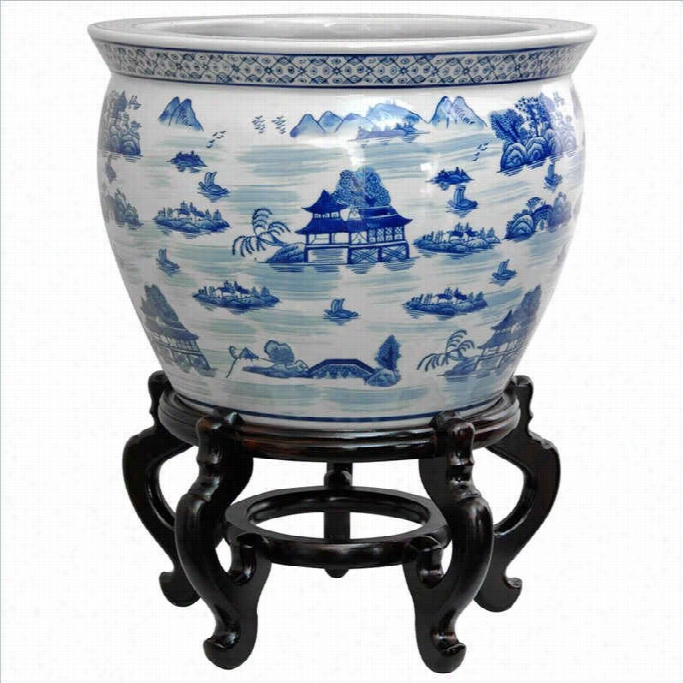 Oriental Furiture 16 View Fishbowl  In Blue And Whige