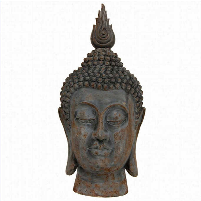 Oriental Furniture 25 Thai Patina Buddha Head Statue In Rust