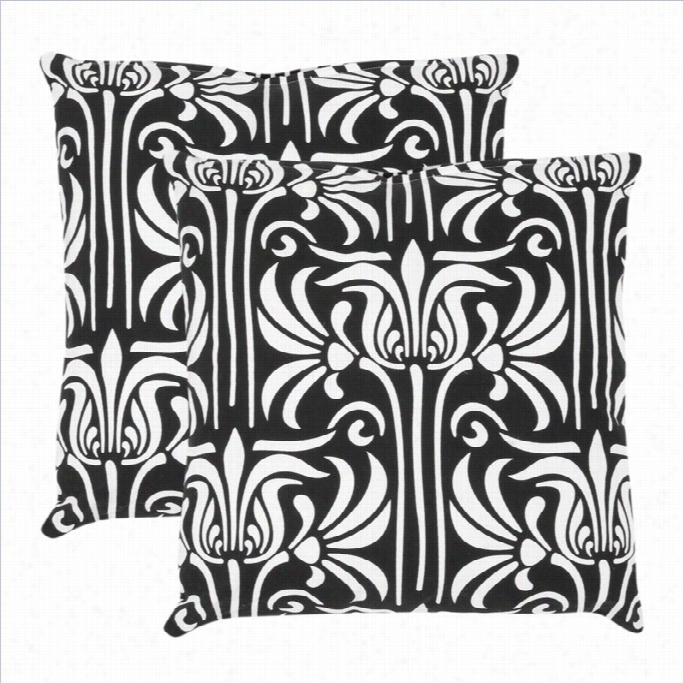 Safavieh Damia 18-inch Cotton Decorative Pillows In Black (set Of 2)