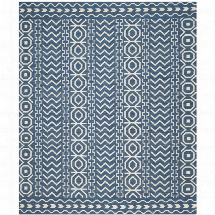 Safavieh Dhurries Dark Blue Contemporary Rug - 8' X 10'