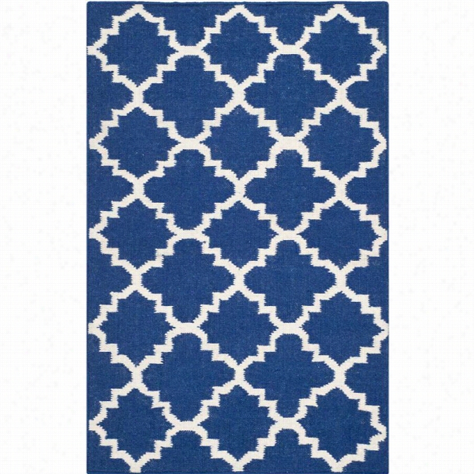 Safavie Dhurries Dark Blue Contemporary Rug - Runner 2'6 X 4'