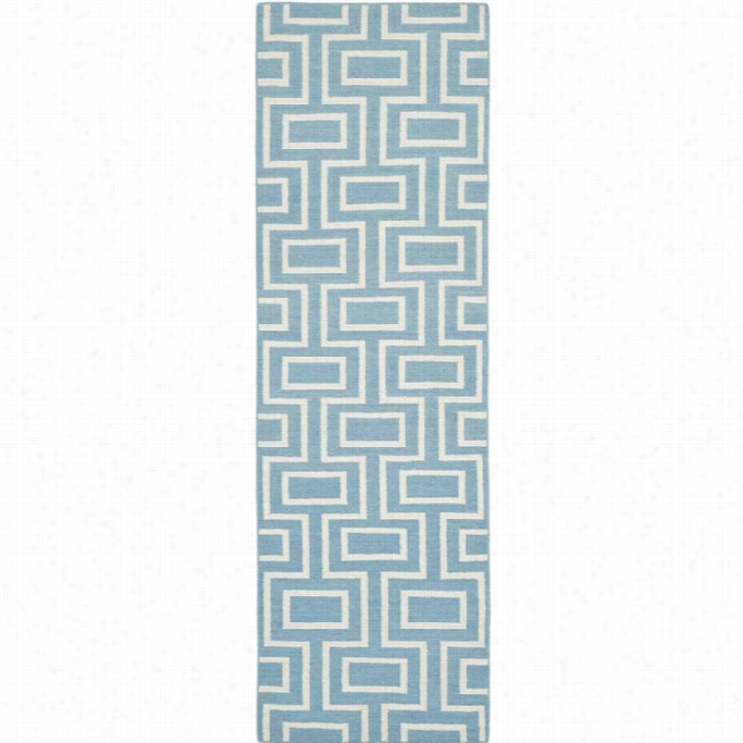 Safavieh Dhurries Light Blue Contemporary Rug - Runner 2'6 X 10'