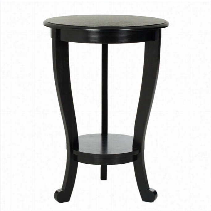 Safavieh Heath Woood Pedastal  Side Table In Black