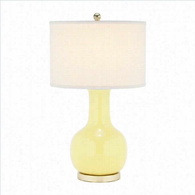 Saavieh Judy Ceramic Yellow Lamp Through  White Shade