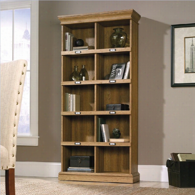 Sauder Barrister Lane Tall Bookcase In Scribed Oak Finish