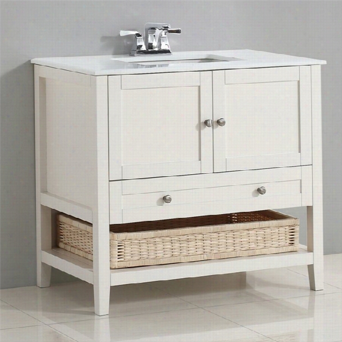 Simpli Home Cape Cod 36 Bath Vanity In Soft White