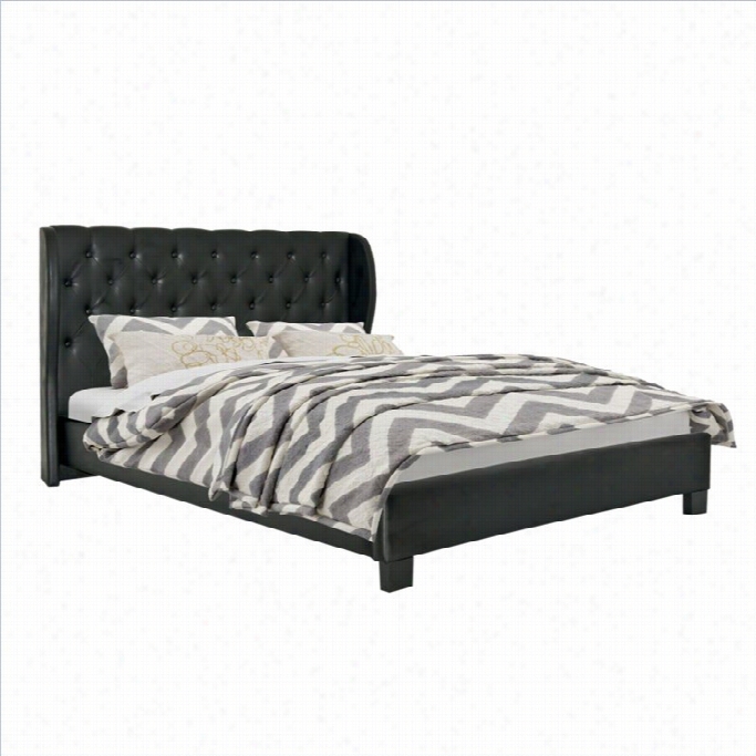 Sonax Corliving Fairfield Tufted Queen Bedi N Black Bonded Leather