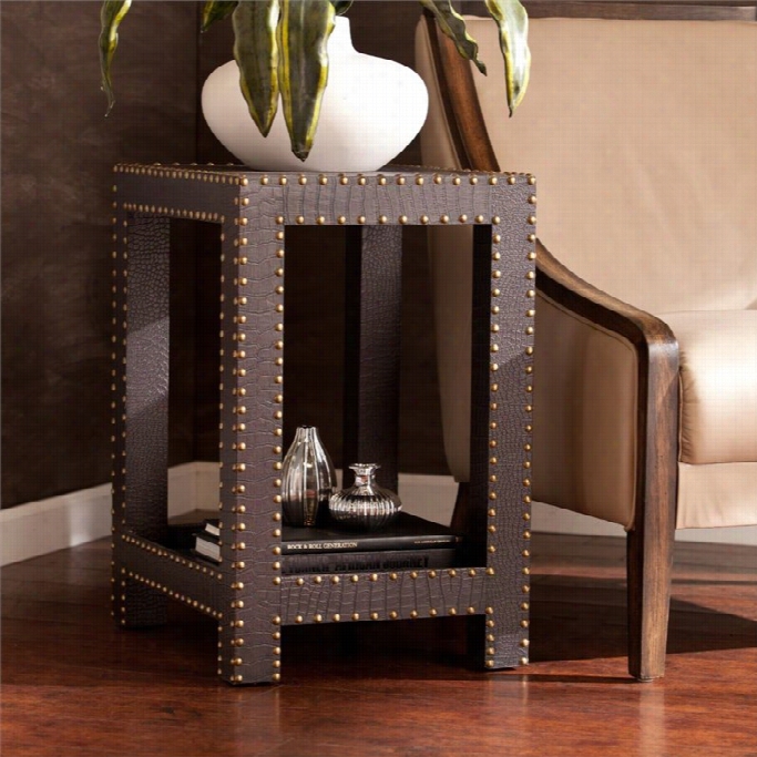 Southern Nterprises Reptili An Nailhead Accent Table In Brown