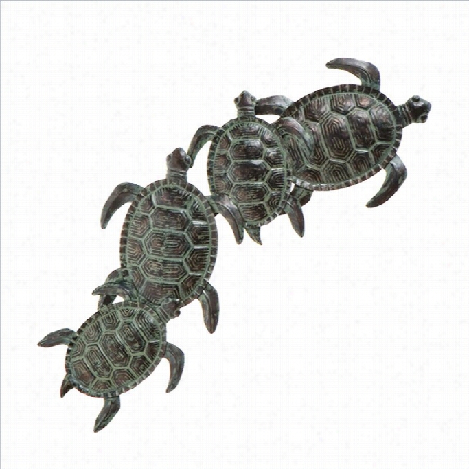 Southern Enterpriess Sea Turtle  Wall Artt In Hand Painted Green Hues