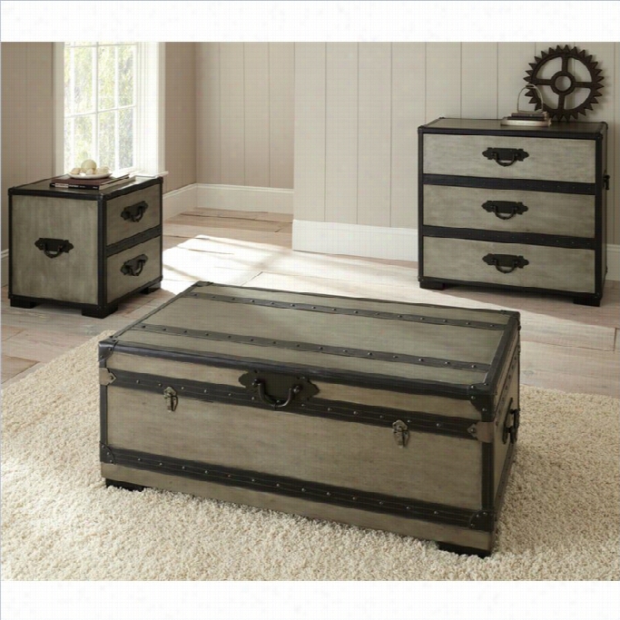 Steve Silver Company Rowan 3 Piece Coffee Table Set In Weaghered Gray