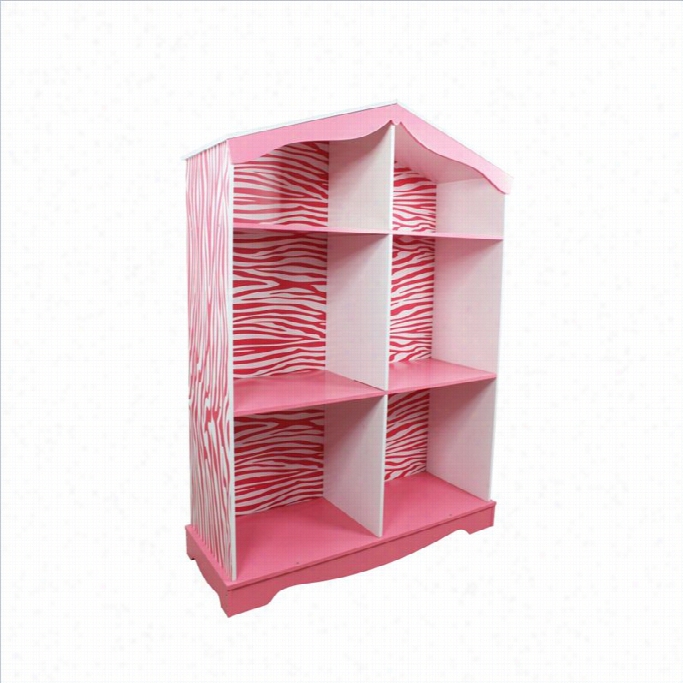 Teamson Kids Custom  Prints Bookshelf In White And Pink Zebra