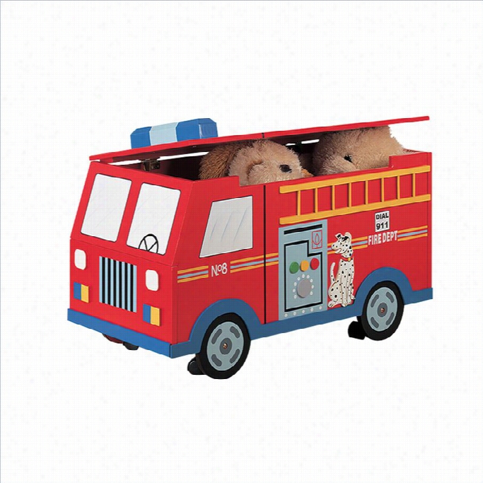 Teamson Kids Trains And Trucks Fire Engime T0y Box