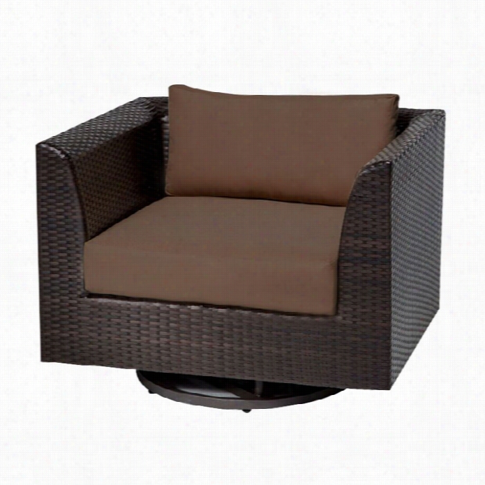 Tkc Barbaeos Outdoor Wicker Swivel Chair In Cocoa
