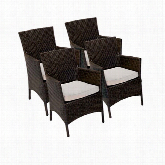 Tkc Sonona Wicker Patio Arm Dining Chairs In Beige (set Of 4)
