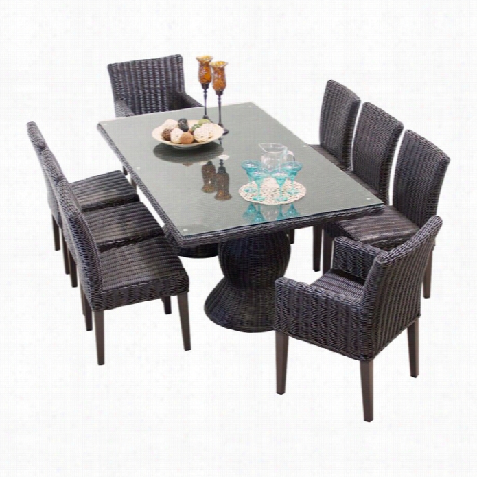 Tkc Venicd 9 Pi Ece Wicker Patio Dining Set In Chestnut Brown