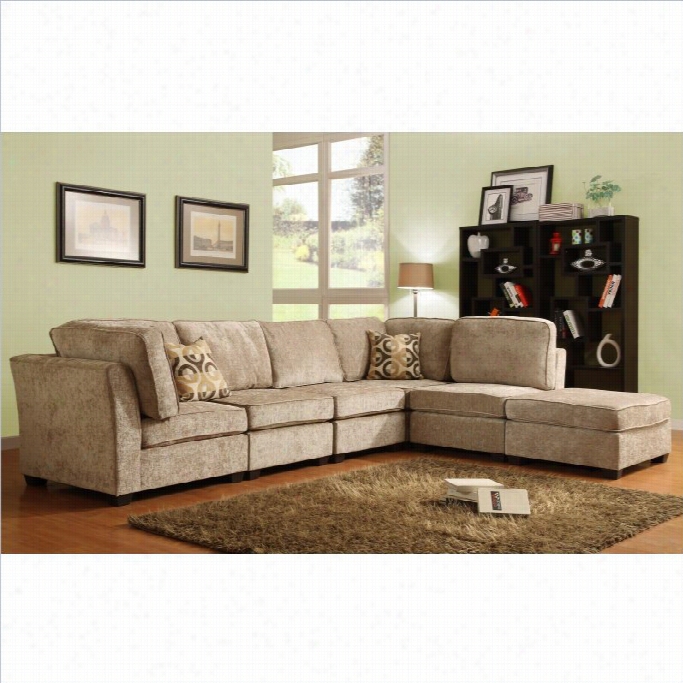 Trent Home Burke 6 Piece Sectional In Brown Beige Chenille